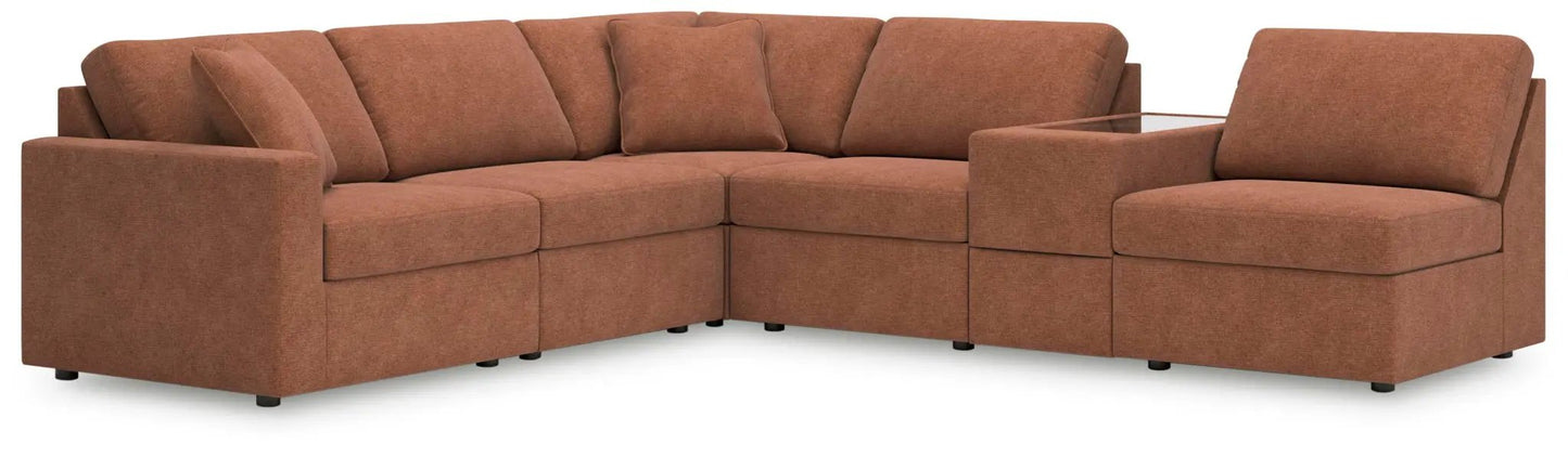 Modmax Sectional Sofa In Spice Fabric Performance