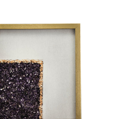 Wall art The Lillian Améthyste Shadow Box Duo featuring purple amethyst crystals framed in gold on Tampa Home & Garden Store