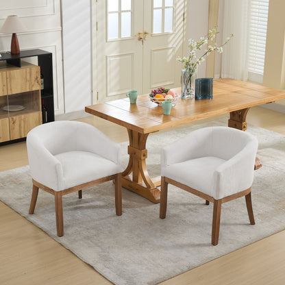 Mid Century Modern Upholstered Barrel Dining Chair with Arms; gray fabric, wooden legs on Tampa Home & Garden Store