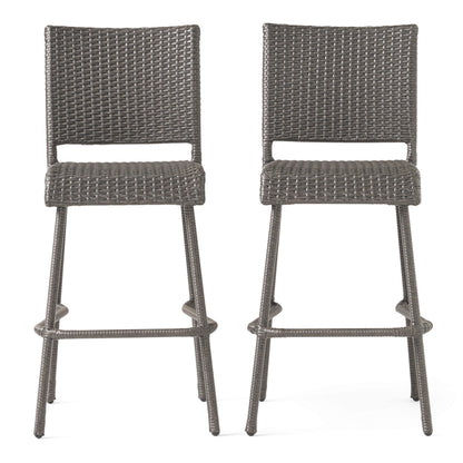 Set of Two 29 Inch PE Rattan Outdoor Barstools