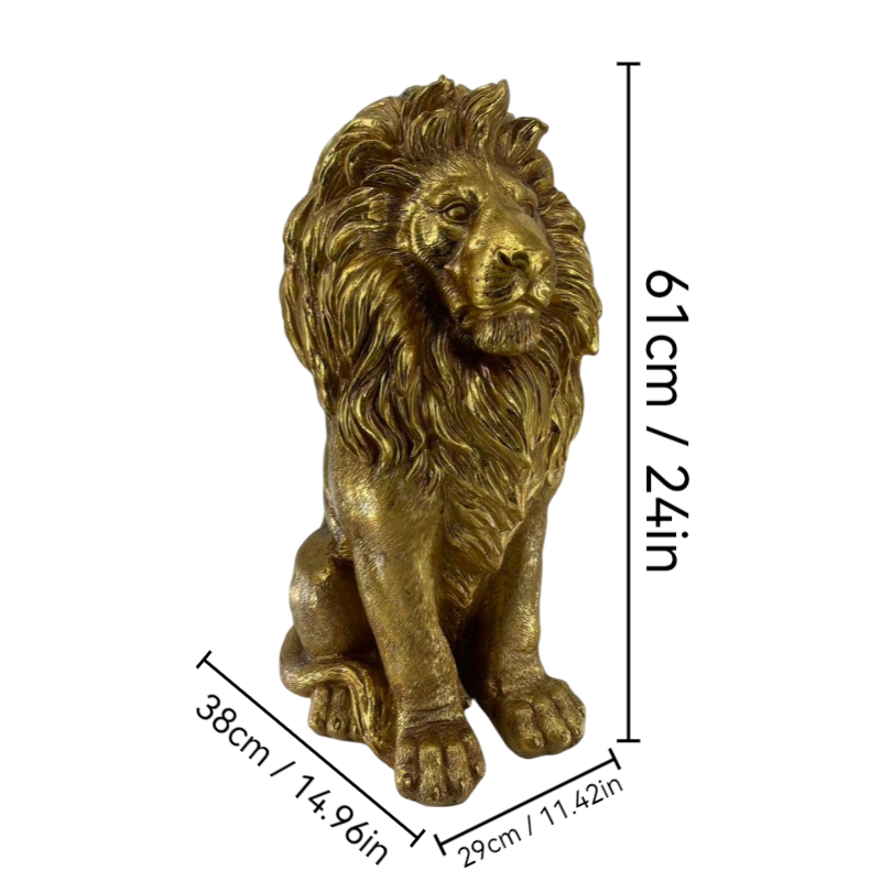 24in lion statue resin outdoor guardian sculpture in gold finish HouseOfZazla on Tampa Home & Garden Store