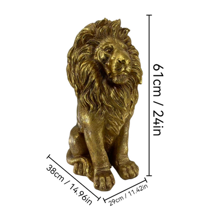 24in lion statue resin outdoor guardian sculpture in gold finish HouseOfZazla on Tampa Home & Garden Store