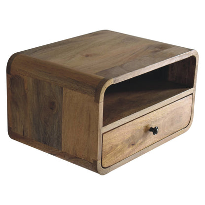 Large oak-ish floating bedside nightstand with open shelf and single drawer, HouseOfZazla on Tampa Home & Garden Store