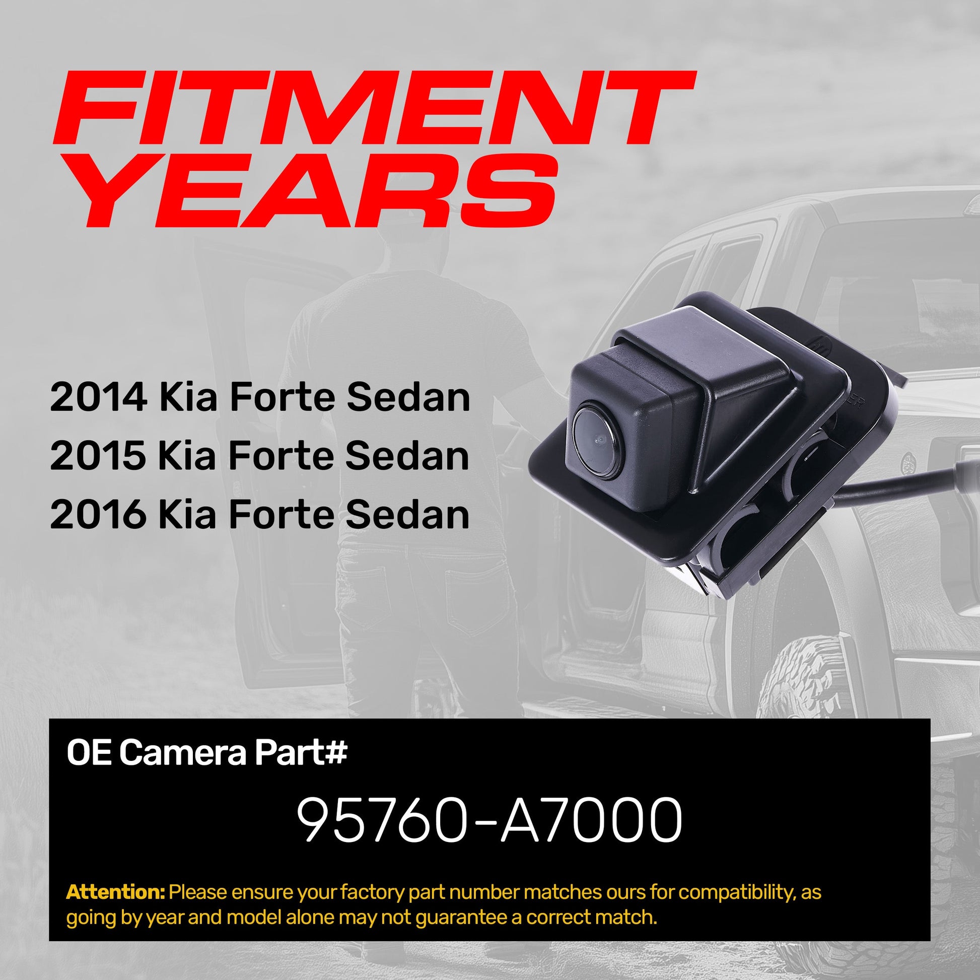 Master Tailgaters OE backup camera for Kia Forte 2014-2016, part 95760-A7000, black on Tampa Home & Garden Store