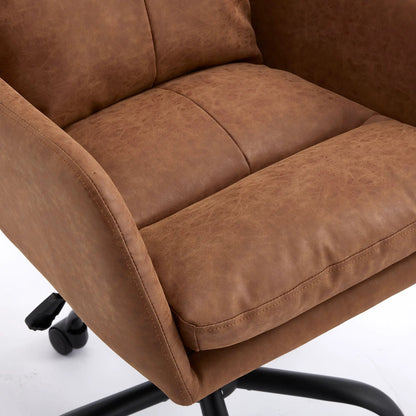 Unique Piece Furniture brown leather-style office chair with adjustable height and swivel base on Tampa Home & Garden Store