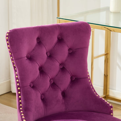 Office chair in purple velvet with tufted buttons and gold stud trim on Tampa Home & Garden Store