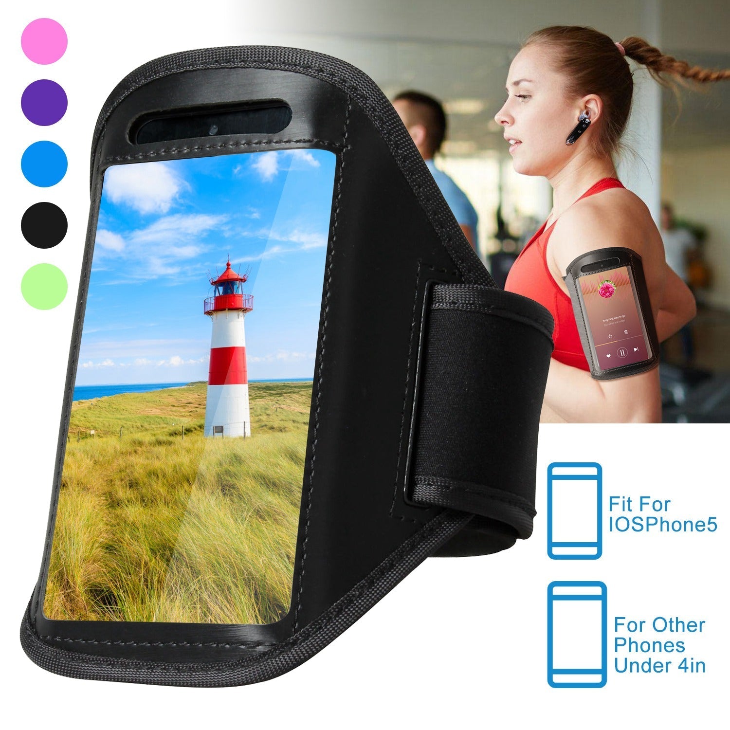 GemGear armband case, black, sweat-resistant with adjustable strap for phones under 4in on Tampa Home & Garden Store