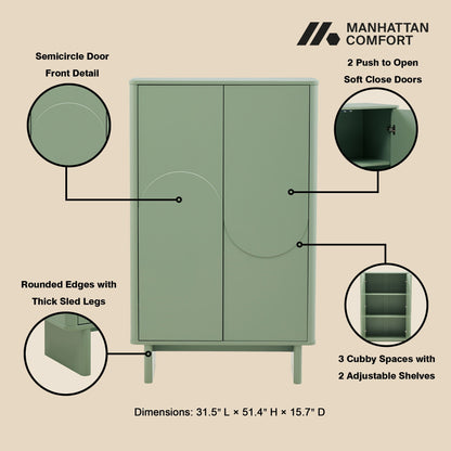 Accent Cabinet by HouseOfZazla in green with soft-close doors and adjustable shelves on Tampa Home & Garden Store