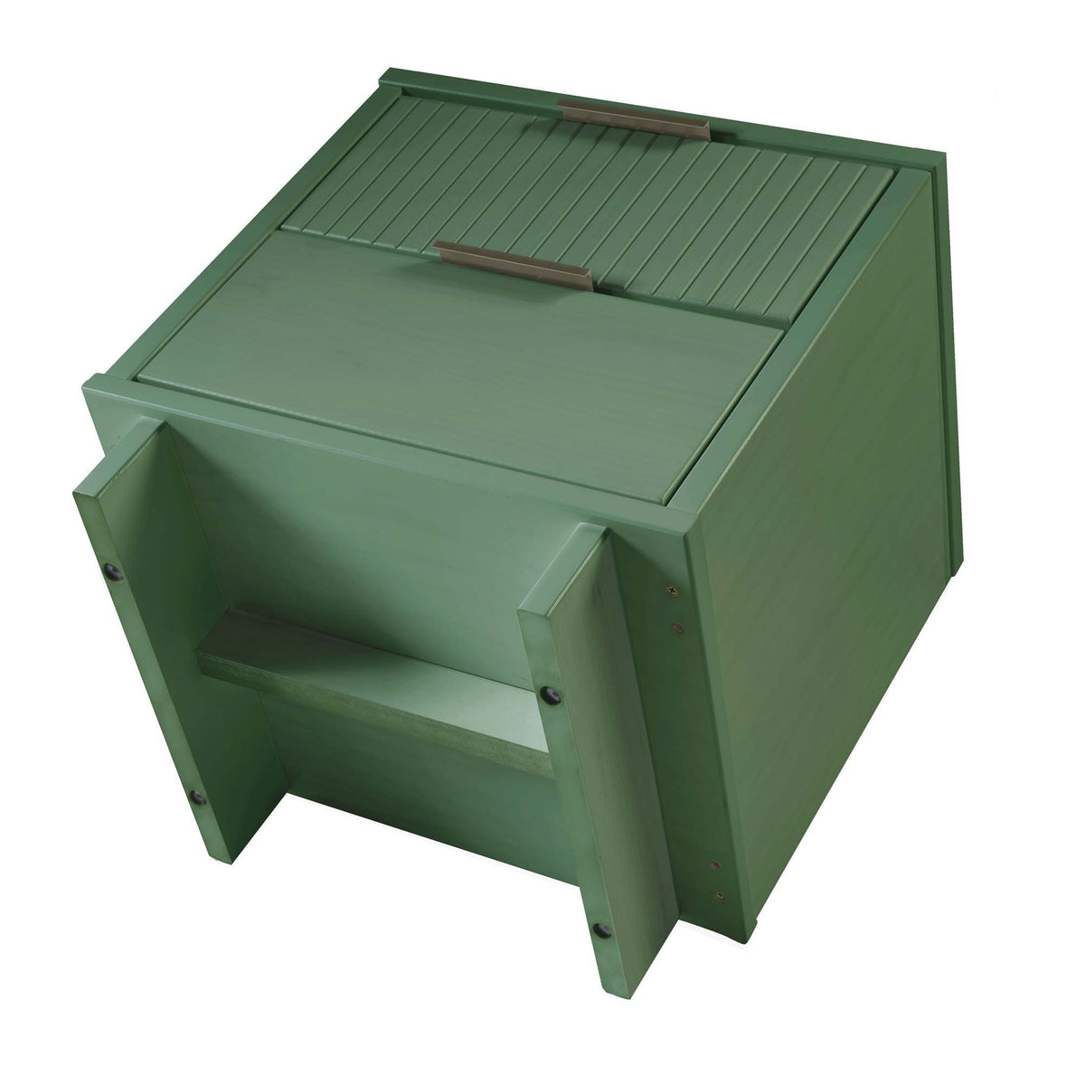 Granville Nightstand with 2 Drawers in green solid wood with slatted top by HouseOfZazla on Tampa Home & Garden Store