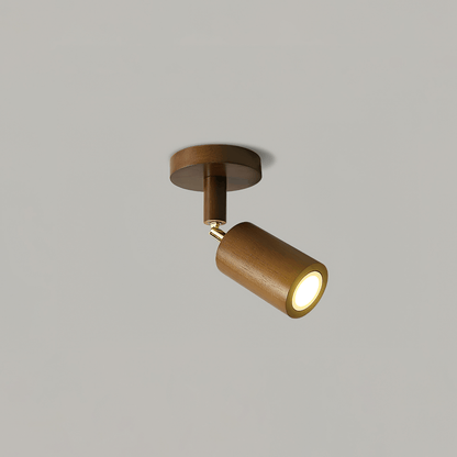 Grain wood shade track spotlight with adjustable heads in warm wood finish on Tampa Home & Garden Store