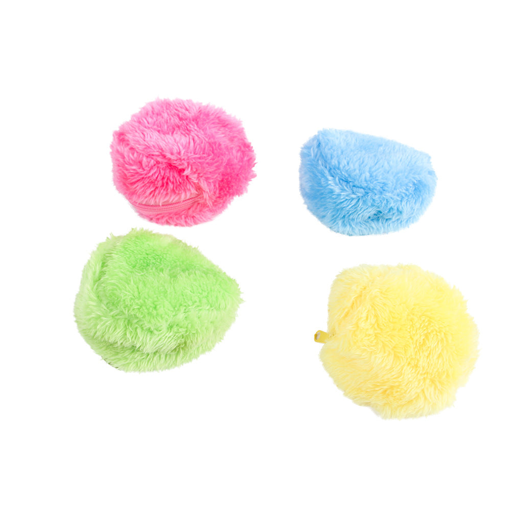 Magic roller ball activation plush dog cat toy set in pink blue green yellow on Tampa Home & Garden Store