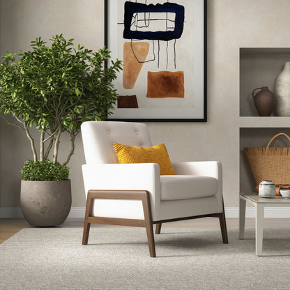 Cole Solid Wood Lounge Chair, white upholstery with natural wood legs by HouseOfZazla on Tampa Home & Garden Store