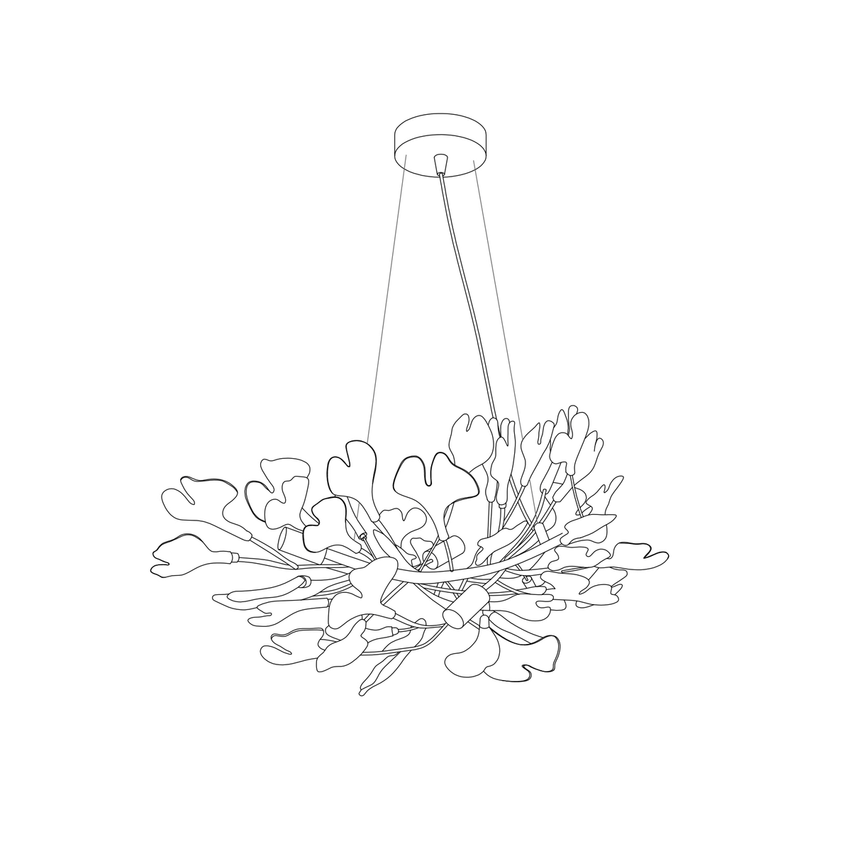 Porcelain Ginkgo Leaf Linear Chandelier with flexible branches Moktan Sabai for dining light on Tampa Home & Garden Store