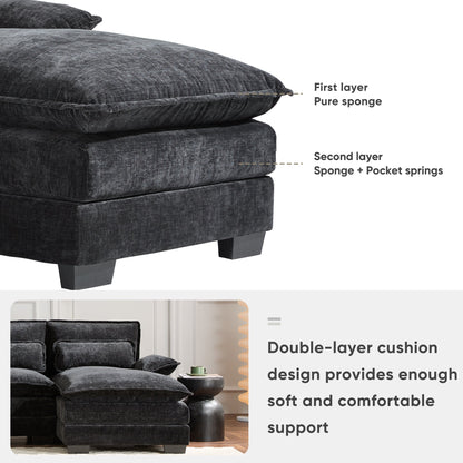 Modern U-shaped sectional sofa with console and USB charger in dark gray fabric by HouseOfZazla on Tampa Home & Garden Store