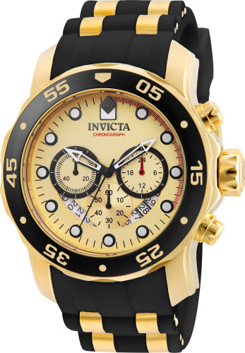 Invicta Women's Pro Diver chronograph watch with gold-tone case, black bezel, two-tone bracelet on Tampa Home & Garden Store