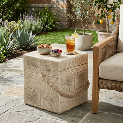 Small Indoor and Outdoor Wood Grain Side Table