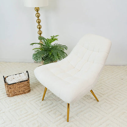 Aubrey French Boucle Lounge Chair Gray Fabric