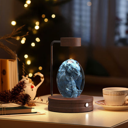 Crystal Ball Cosmic Dinosaur light blue glass orb on wood base USB powered by Sell My Stuff on Tampa Home & Garden Store