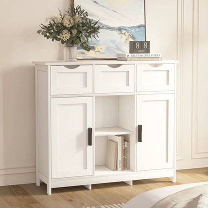 White wooden sideboard with drawers and shelves by Unique Piece Furniture on Tampa Home & Garden Store
