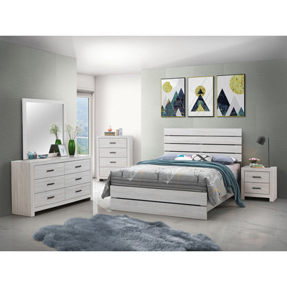 Geary - Panel Bed by HouseOfZazla in light wood finish with clean panel framing on Tampa Home & Garden Store
