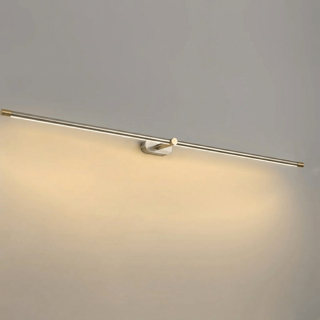 Rechargeable Linear LED Mirror Light Moktan Sabai, wall lamp with remote brushed steel on Tampa Home & Garden Store