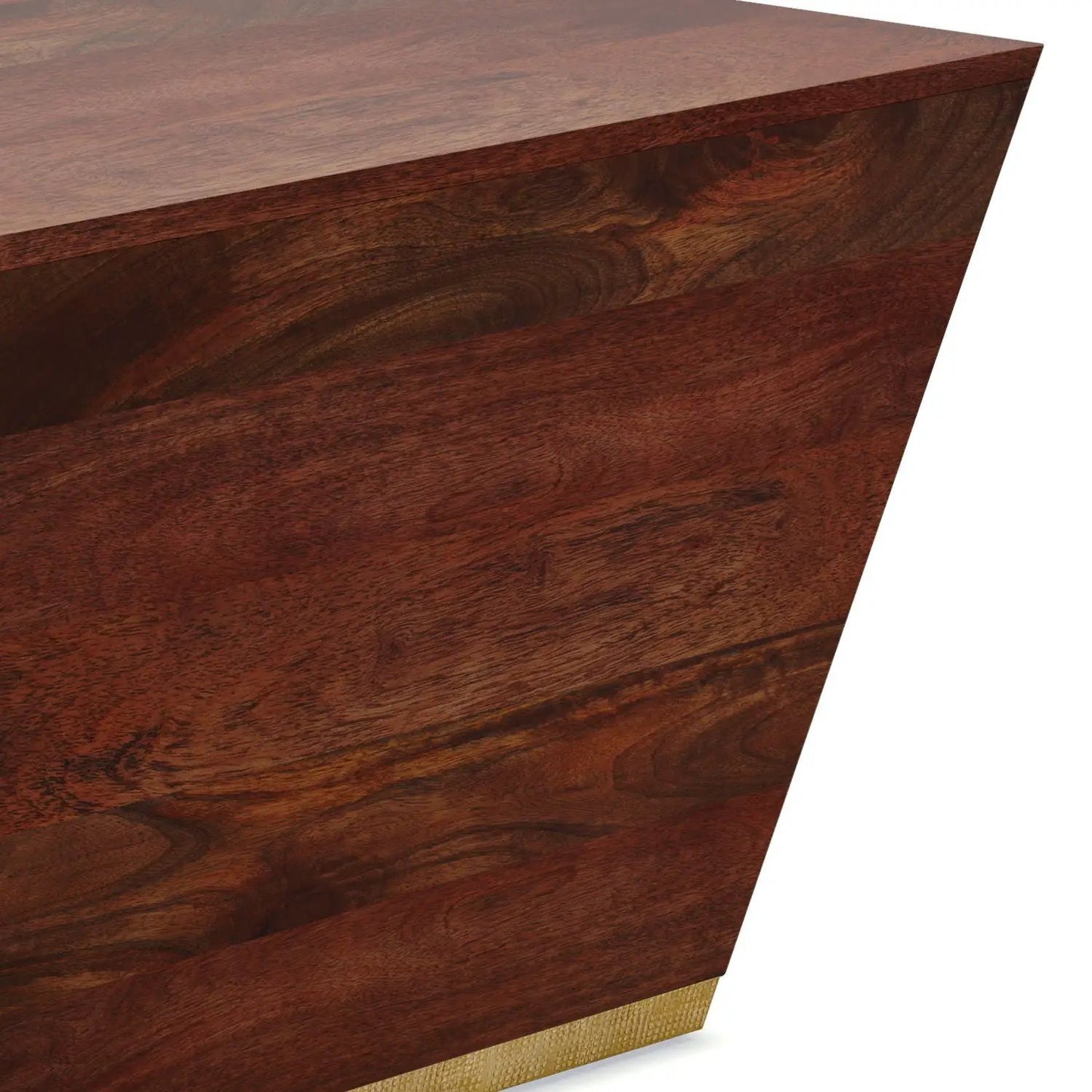 Abba Handcrafted Coffee Table by Unique Piece Furniture in rich mahogany wood grain angled side view on Tampa Home & Garden Store