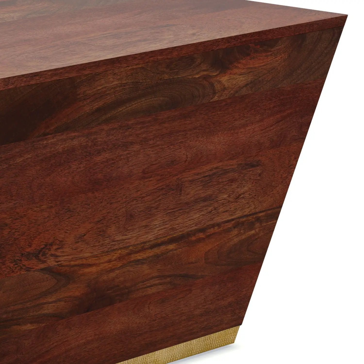 Abba Handcrafted Coffee Table by Unique Piece Furniture in rich mahogany wood grain angled side view on Tampa Home & Garden Store