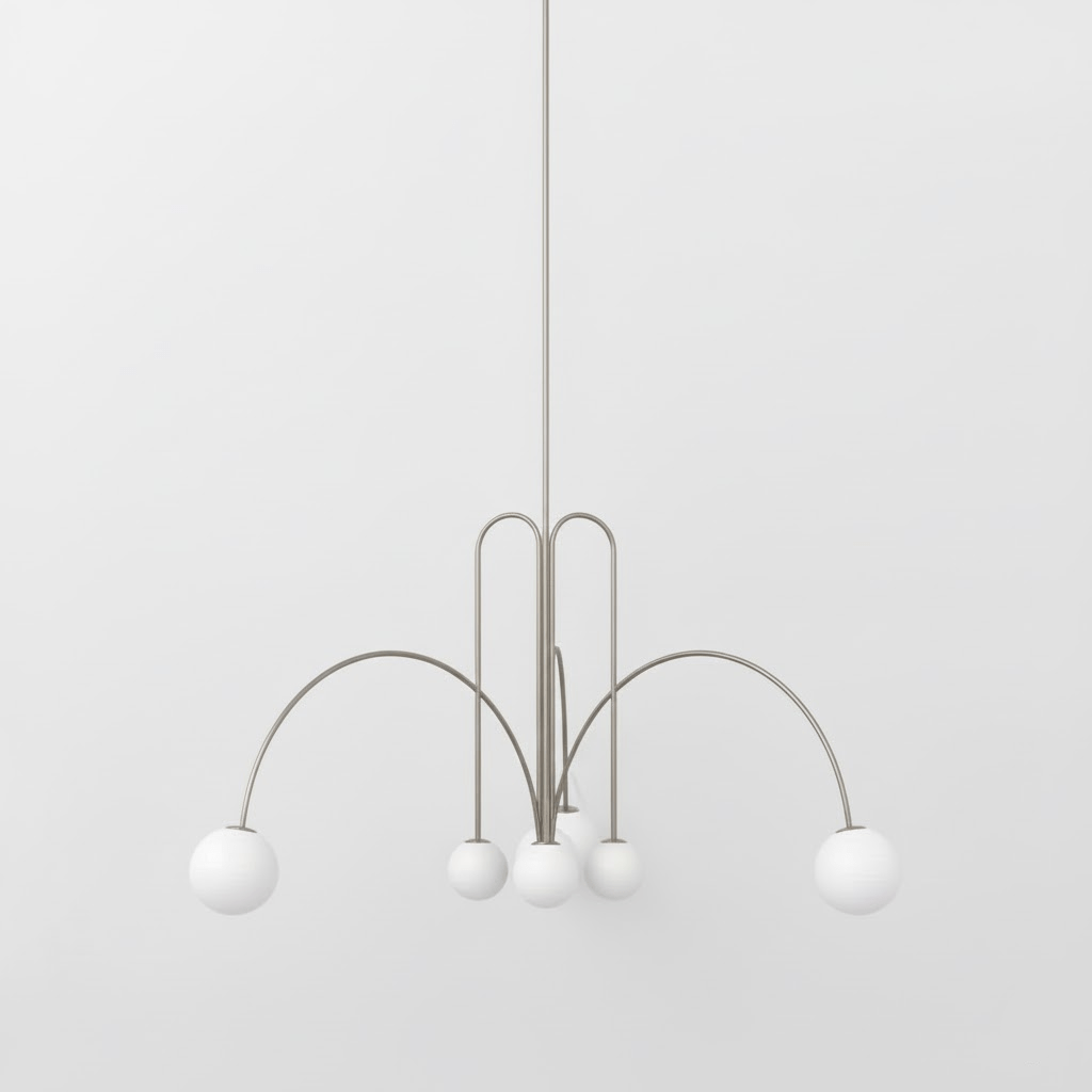 Globella 6-Head pendant chandelier with glass globes, brushed nickel finish for dining rooms on Tampa Home & Garden Store