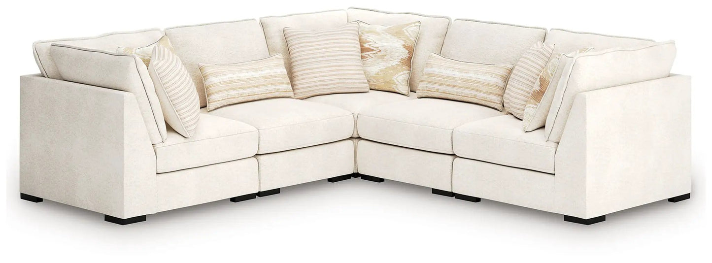 Donelson Creek Sectional by Unique Piece Furniture in cream fabric, stationary sofa on Tampa Home & Garden Store