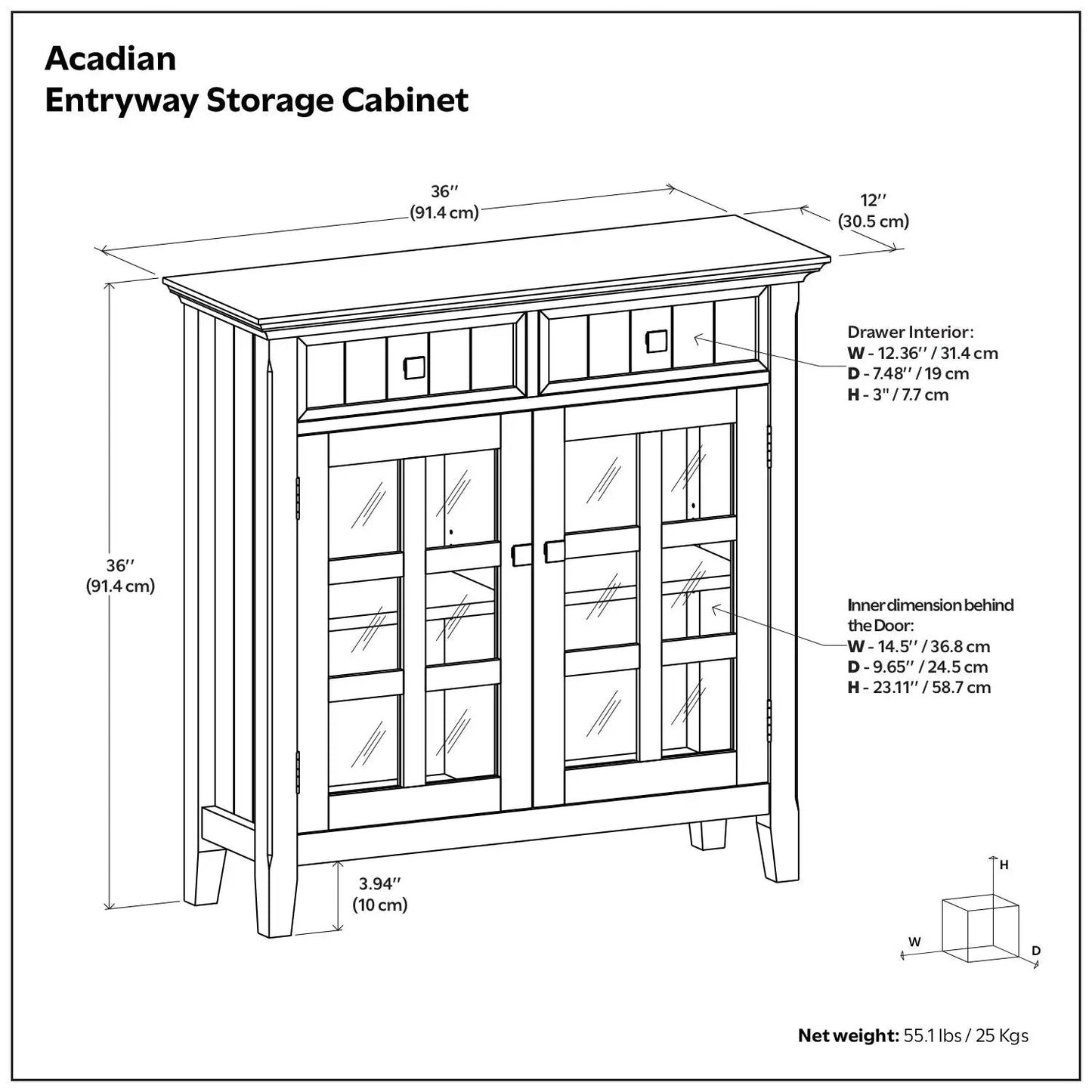 Acadian Handcrafted Entryway Storage Cabinet