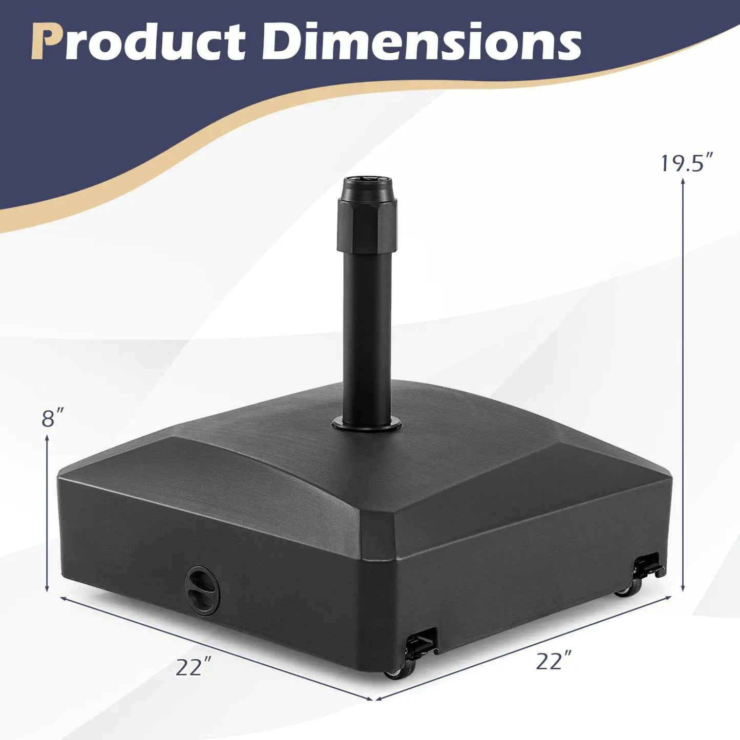 Fillable Umbrella Base With Four Wheels and Locks