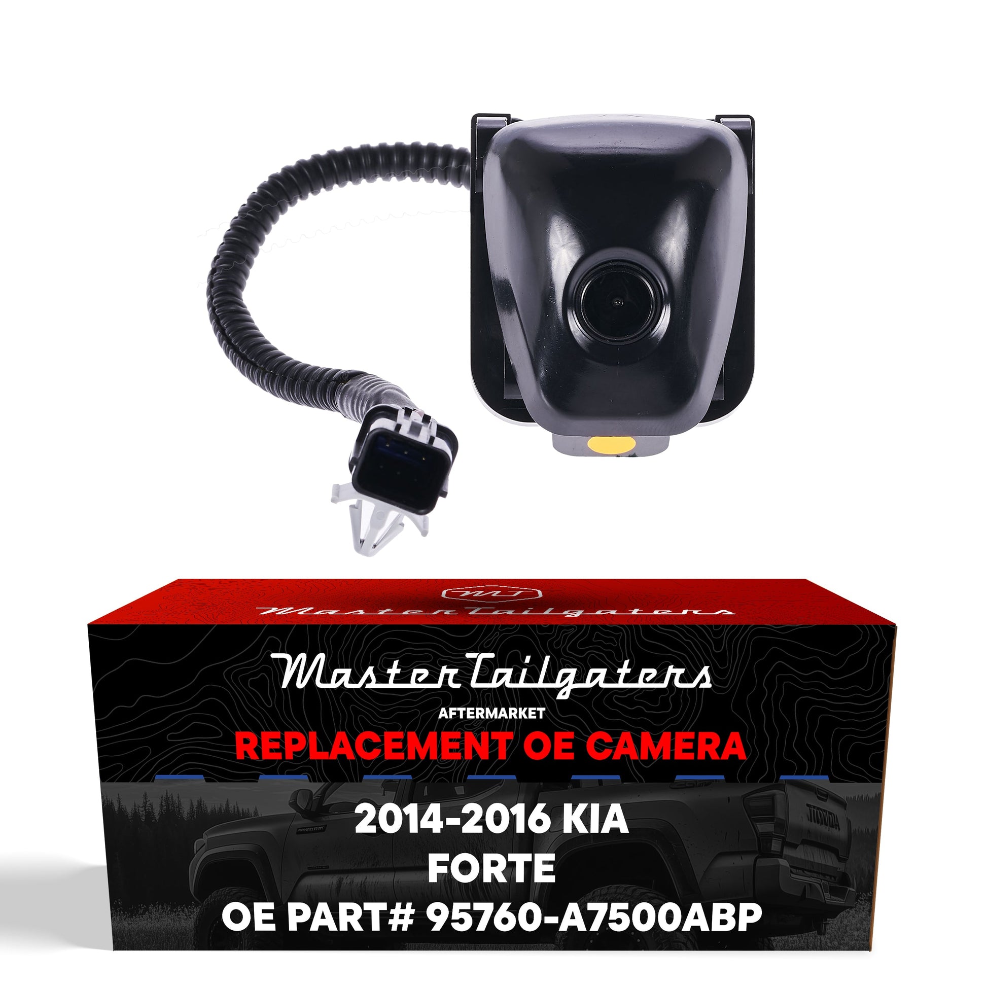 Kia Forte Coupe OEM backup camera by Master Tailgaters with black housing and coiled cable on Tampa Home & Garden Store
