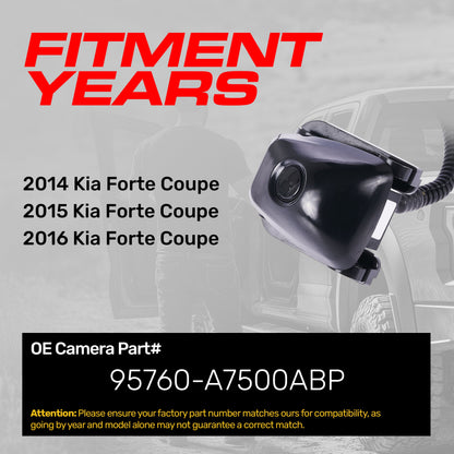 Master Tailgaters backup camera for Kia Forte Coupe (2014-2016), part #95760-A7500ABP, black housing on Tampa Home & Garden Store
