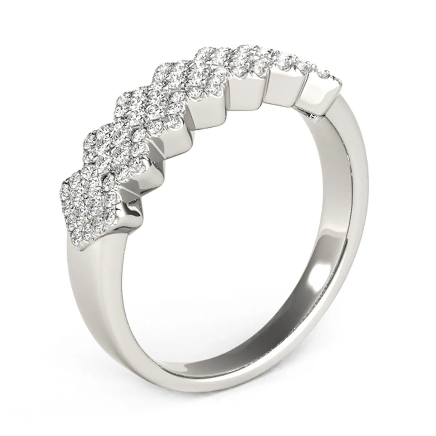 Ring: diamond-studded wide multi-diagonal pattern band in 14k white gold, 5/8 cttw, Bids.com on Tampa Home & Garden Store