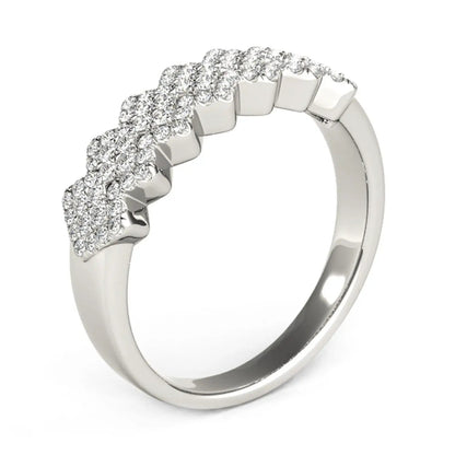 Ring: diamond-studded wide multi-diagonal pattern band in 14k white gold, 5/8 cttw, Bids.com on Tampa Home & Garden Store