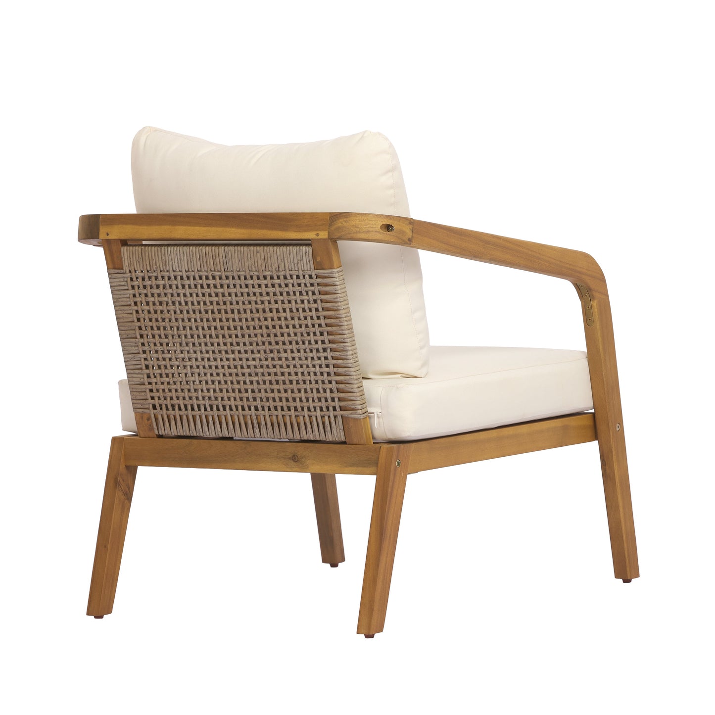 Acacia Wood Outdoor Patio Club Chair with Cushion