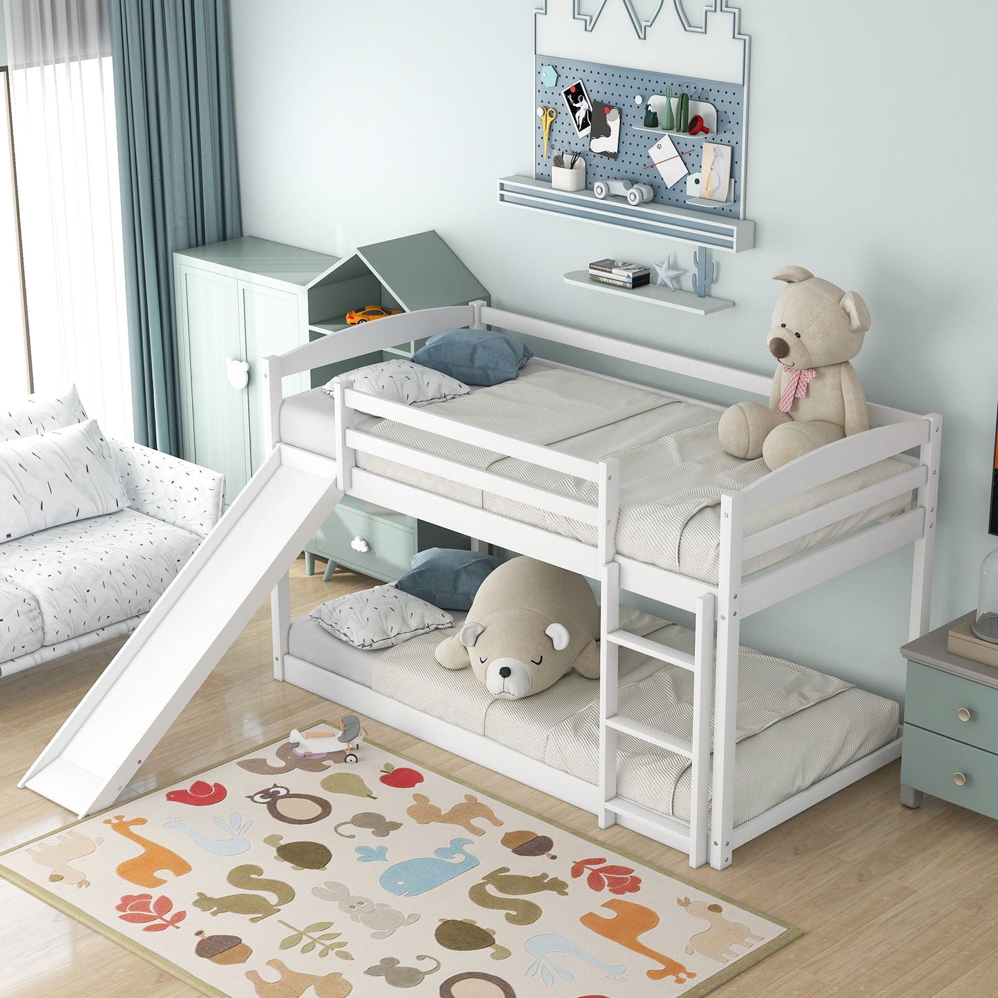 Durable Bunk Bed With Convertible Slide And Ladder, white twin bunks by HouseOfZazla on Tampa Home & Garden Store