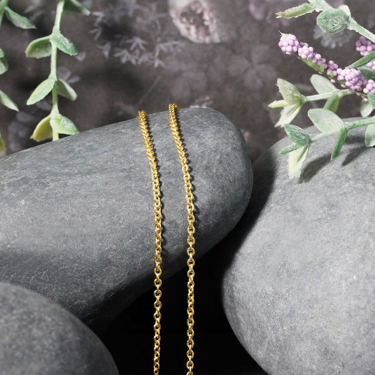 Two 14k yellow gold Forsantina Lite cable link chain necklaces, 1.9mm on Tampa Home & Garden Store