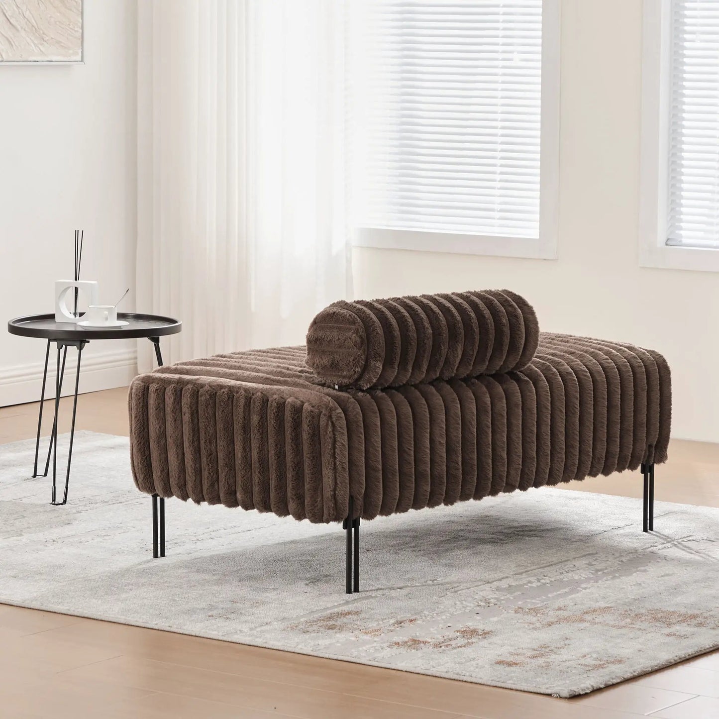 Mini Loveseat With Adjustable Backrest and Fur