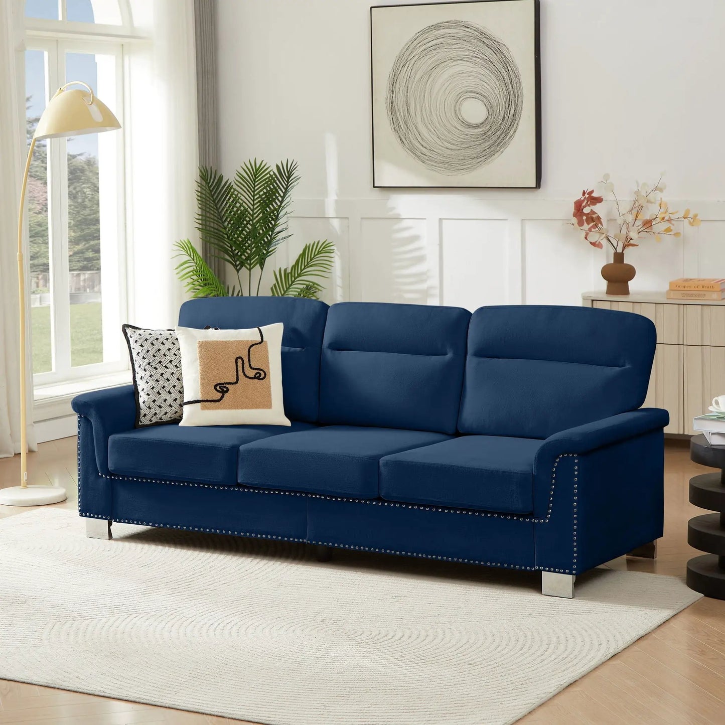 Three Seater Elegant Stationary Sofa for Living