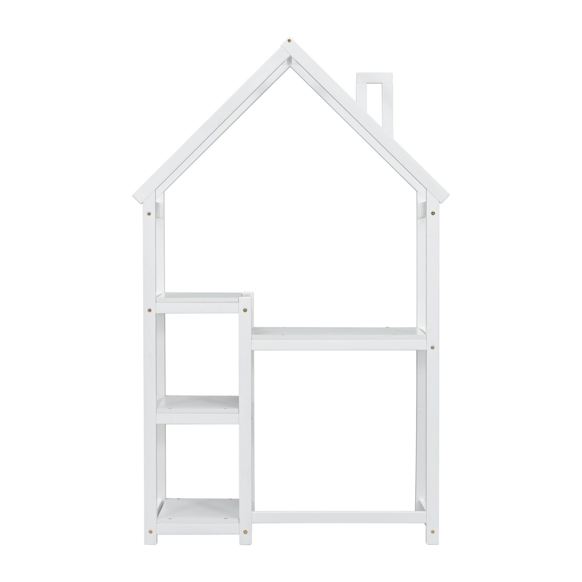 House-shaped Wooden writing Desk,Kids study Table,Bookshelf & Toy Storage,White - Tampa Home & Garden Store