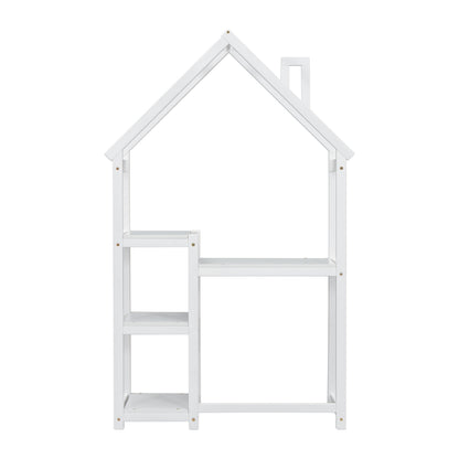 House-shaped Wooden writing Desk,Kids study Table,Bookshelf & Toy Storage,White - Tampa Home & Garden Store