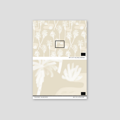 Palm Oasis Wallpaper, white and tan
