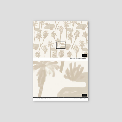 Palm Oasis Wallpaper, neutral and white