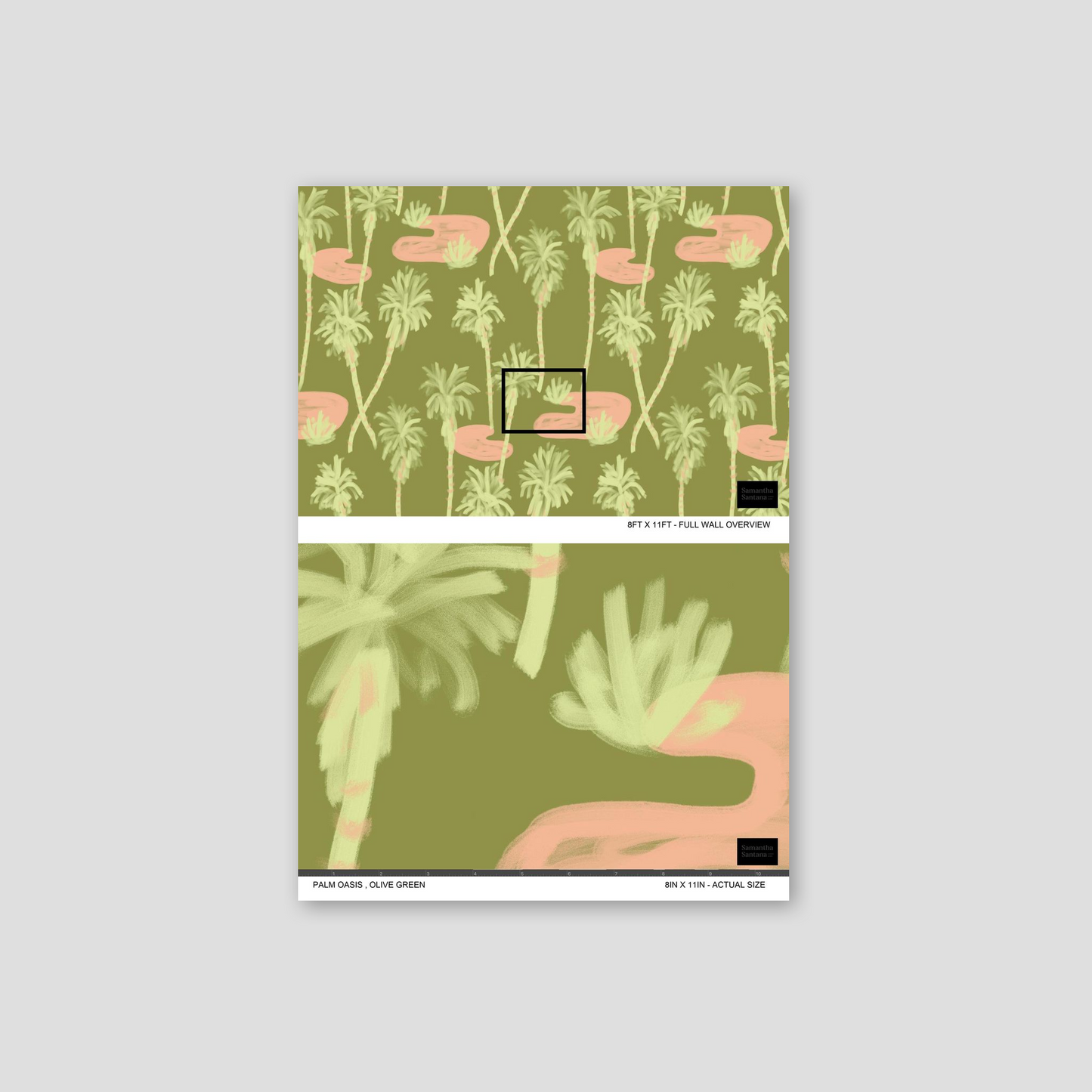 Palm Oasis Wallpaper, olive green