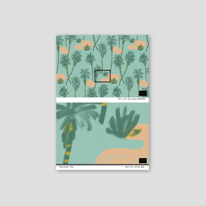 Palm Oasis Wallpaper, teal