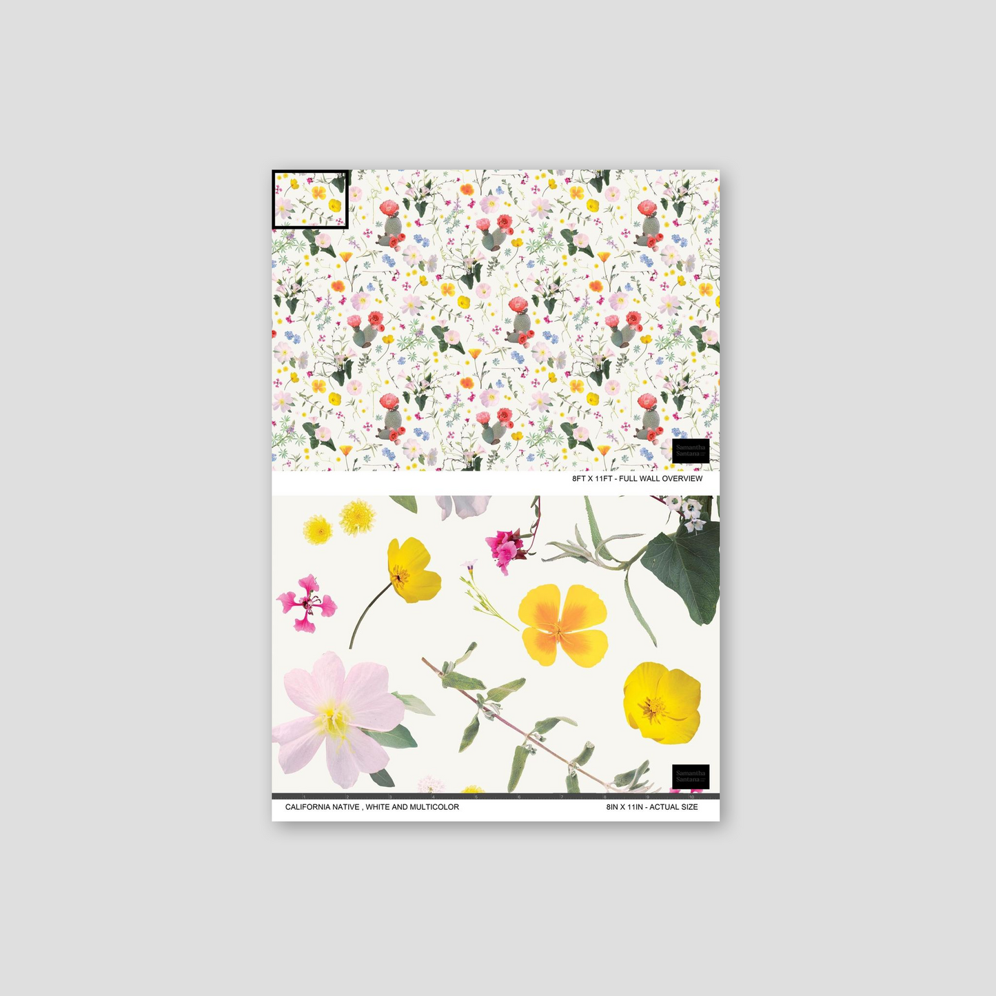 Papier peint indigène de Californie, blanc et multicolore
