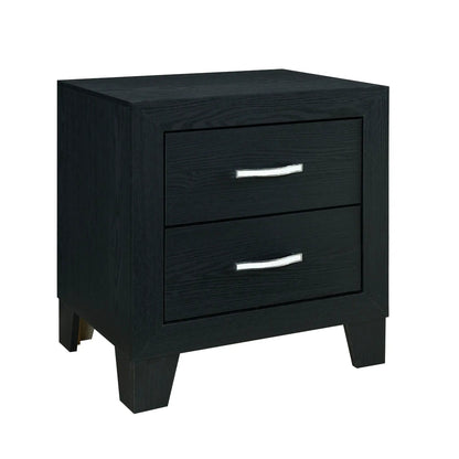 Carlos Nightstand Black Wood Finish With Drawers