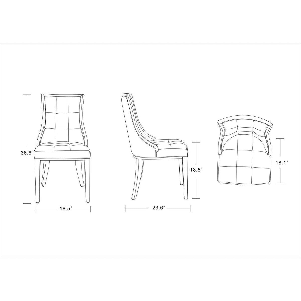 Fifth Avenue Dining Chair set of 2, tufted back, upholstered seat, wood legs HouseOfZazla on Tampa Home & Garden Store