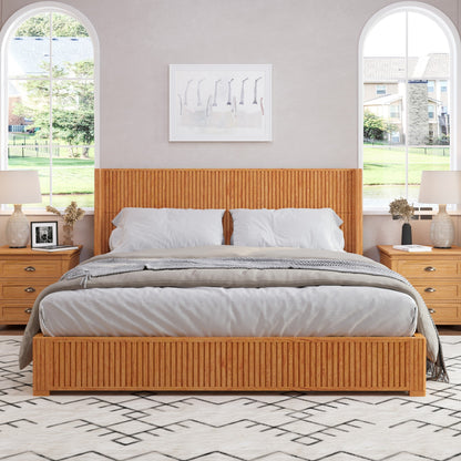 Solid Wood Platform Bed Frame and King Headboard